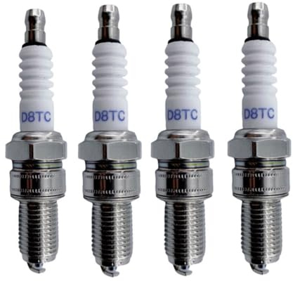 4er-Pack D8TC Zündkerzen (ersetzt 2120 D8EA) passend for 125 cm³, 150 cm³, 200 cm³, 250 cm³ 4-Takt-Motoren von ATVs, Motorrädern und Rollern.