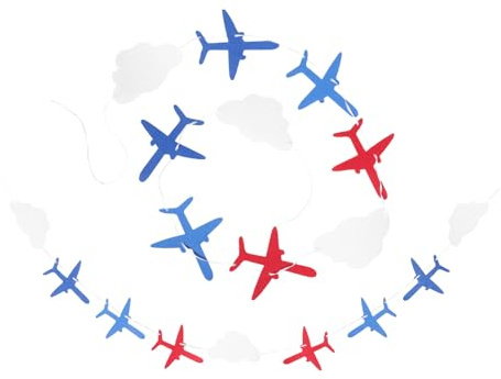 KESYOO Wimpelkette mit Flugzeugen und Wolken aus weißem Filz, für Kindergeburtstage, Luftfahrt-Themen-Dekoration für Shower und Veranstaltungen