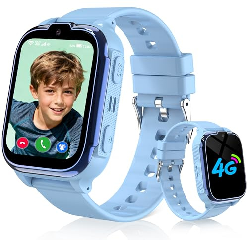 4G Reloj Inteligente Niño con GPS y Llamadas Reloj GPS Niños Teléfono | IP68 Impermeable Smartwatch Niños Llamadas Videollamada SOS Chat Juego Despertador Modo Clase Localizador,Estudiante Regalo