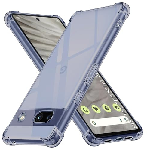 Techsuit für Google Pixel 7a Hülle mit Soft Touch, Vergilbungsfrei Material, Stoßfest, Luftkissen Ecken, Erhöhte Kanten, Kabelloses Laden Kompatibel, Shockproof Clear Silicone, Rauchschwarz