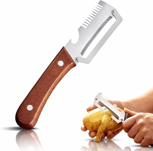 Pelador Verduras Multifunción, Nuevo 3 en 1 para Cocina Hoja Acero Inoxidable Ultraafilada Pelador Profesional, Pelar Patatas, Zanahorias Abrir Botellas Vino Sin Esfuerzo (A-1PCS)