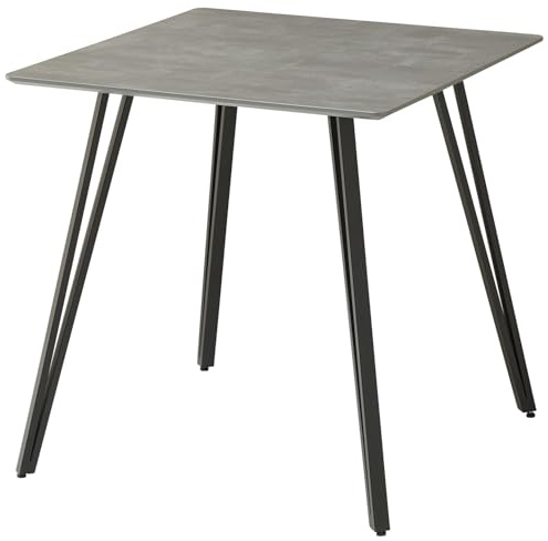 möbelando Esstisch Fiete 80x75x80 cm – Moderner Küchentisch in Betonoptik mit schwarzem Metallgestell – Kompakt, pflegeleicht & stabil – Ideal für kleine Räume