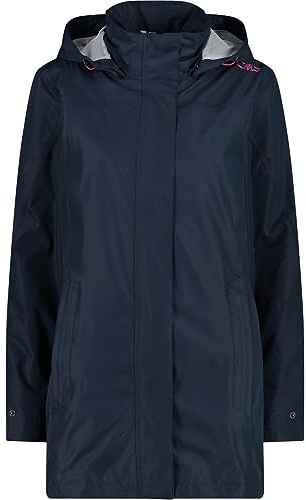 CMP Damen Lange Ripstop-regenjacke für Damen Regenparka | Trocken bei Regenwetter, Flexibel bei Wetterwechsel, Leichtes Tragegefühl, Praktischer Wetterschutz