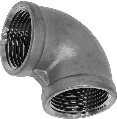 MegaHaustechnik Gewindefitting Edelstahl V4A, Winkel 90 Grad, 1 1/2 Zoll IG | Trinkwasser geeignet, Innengewinde-Innendurchmesser 45mm DN40 Rohr, rostfrei INOX