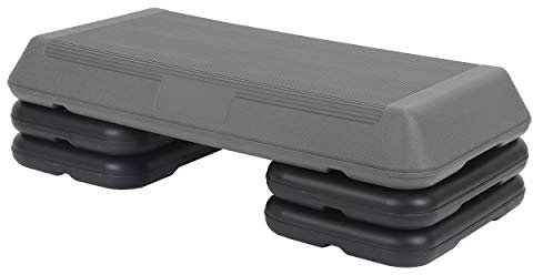 HomGarden Escalera Ajustable aeróbica para Entrenamiento, Escalera Gimnasio con 4 elevadores para Fitness y Plataforma de Ejercicio, 28.5'' Gray