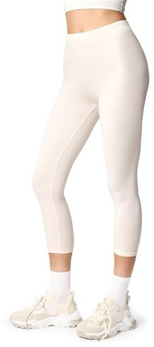 Ladeheid Damen 3/4 Leggings aus Baumwolle LA40-132 (Ecru, XS)
