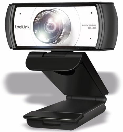LogiLink UA0377 Webcam de conférence HD USB, Objectif Ultra Grand Angle 120°, Double Microphone avec réduction du Bruit, Mise au Point Manuelle, pour vidéoconférence et Streaming en Direct, Noir