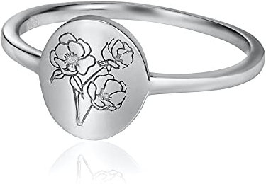 YeGieonr 925 Sterling Silber Frauen Gold Ringe Mohn Blumenring, Handgemachter Gravierte Minimalistischer Siegel Ring