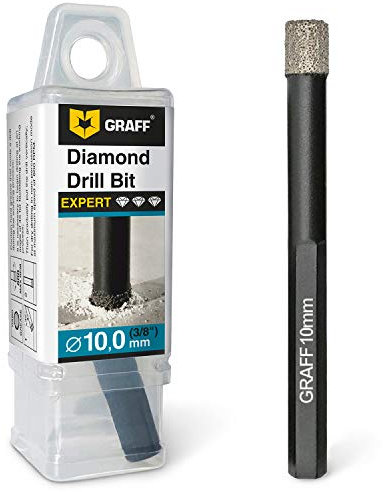 GRAFF Foret Diamant Carrelage 10mm – Foret Diamant pour Carrelage Grès Cérame Céramique Pierre – Mèche Carrelage avec Changement Rapide Tige Hexagonale – Trépan Diamant E 6.3