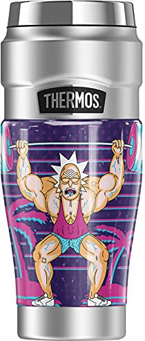 Rick and Morty Ricks Gym THERMOS STAINLESS KING Stainless Steel Travel Tumbler, Vacuum insulated & Double Wall, 16oz