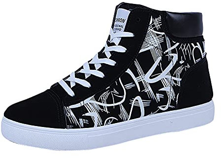 Wzxhew Canvas Flach Sneaker Herren Knöchelhohe Skateboard Schuhe Straße Mode Casual Sportschuhe Weiß 44