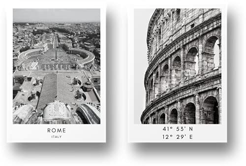 Freyheit | Premium Poster Set | stilvolles 2er-Set mit passenden Bildern in schwarz-weiß | 2 Stück in DIN A4 (21x30cm) | ohne Bilderrahmen » Städte « (Rom)