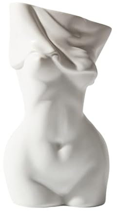 Mila Moya Akte Keramik-Blumenvase, 19 x 10 cm, Weiß