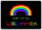 Regenbogen Fußmatte in 35x50 cm ohne Rand mit Spruch - Jeder ist Hier Willkommen LGBTQ als schöne Geschenkidee für Freunde die keinerlei Vorurteile gegenüber Menschen haben und