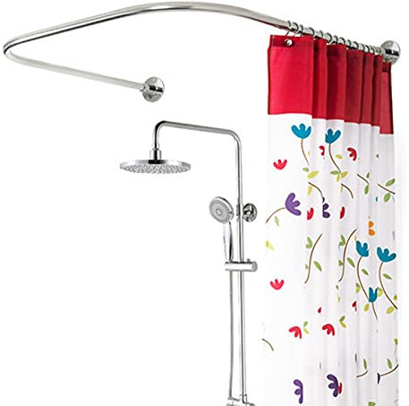 Duschvorhangstange u Form 80x80x80, Ohne Bohren Eckduschstange Duschvorhangstange Ecke Badewanne Teleskopstange Aus 304 Edelstahl FüR Badezimmer, Ankleidezimmer