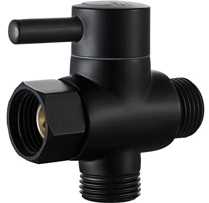 Brass Shower Arm Diverter Valve for Hand Held Showerhead and Fixed Spray Head,G 1/2 3-Way Bathroom Universal Shower System Replacement Part (Matte Black)