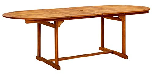 Festnight Holz Esstisch Oval Ausziehbar Gartentisch Balkontisch Ausziehbar Holztisch Gartentisch Holz (160-240) x100x75 cm Massivholz Akazie