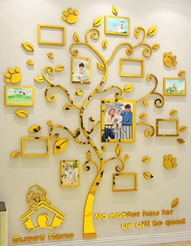 Wandtattoo Baum 3D DIY Wandaufkleber Familie Bilderrahmen Foto Hund Sticker Wandbilder Wandkunst Wanddekoration für Schlafzimmer Wohnzimmer Kinderzimmer Hause Kindergarten