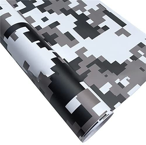 ihreesy Camouflage Autofolie, Camouflage Autoaufkleber Vinylfolie Selbstklebende Lackschutzfolie PVC Folie DIY Tarnung Vinyl Aufkleber Tuning Schutzfolie für Auto SUV LKW,Schwarz Weiß 152cmx50cm