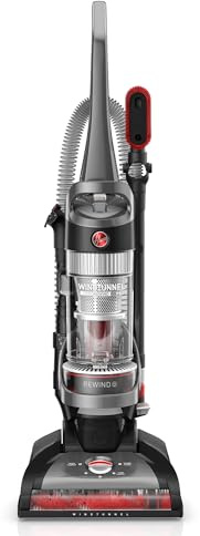 Hoover WindTunnel Cord Rewind Pro Bagless Vacuum Cleaner, Corded Upright Vacuum Cleaner for Carpet and Hard Floor, Multi-Cyclonic Filtration, 25ft Auto-Rewind Cord, 5-Height Adjustment