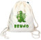 Bio Turnbeutel mit Namen personalisiert & Bedruckt | Motiv Dinosaurier | Stoffbeutel Schuhbeutel Sportbeutel Wäschebeutel Rucksack für Kinder Jungen & Mädchen | inkl. NAMENSDRUCK
