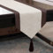 Table Runner Sideboard Läufer Tischläufer Herbst Landhausstil Deko Tischläufer Beige Weihnachten Tischdeko Tisch Läufer Baumwolle Natur mit Quasten Hochzeit 33x150CM