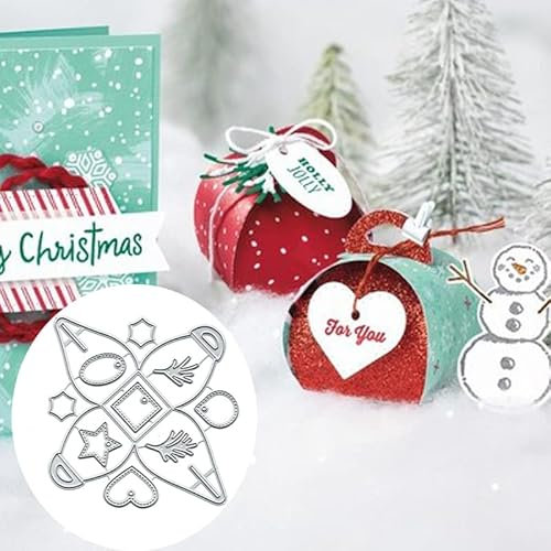 Weihnachts-Geschenkbox aus Metall, Stanzformen, Merry Christams, Geschenk, Süßigkeitenbox, Schneeflocke, Stanzschablonen, DIY, Scrapbooking, dekorative Prägung, Papier, Scrapbooking, Kartenherstellung
