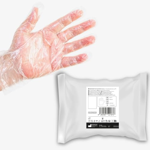 ARNOMED Gants jetables en PE pour hommes, 10.000 pcs gant jetable en sacs, gant alimentaire de ménage transparents, gant plastique jetable de protection pour la coloration des cheveux, gants fins