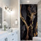 Uiiooazy Rideau Douche Noir Doré, Rideau Douche Anti Moisissure Étroit 90x180cm Effet Marbre Gris Petit Rideaux de Baignoire Tissu Lavable Imperméable Polyester Rideaux Salle de Bain avec 6 Crochets