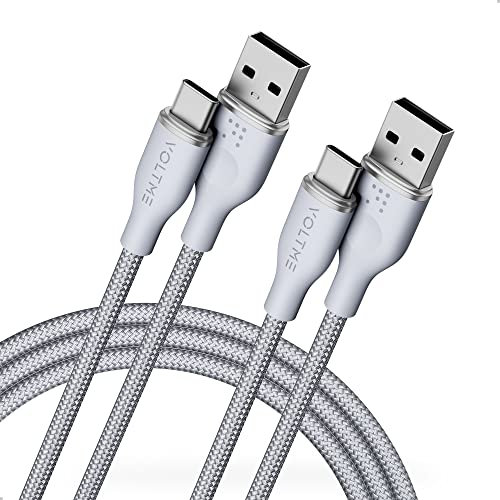 VOLTME Lot de 2 Câble USB vers USB C 3A Nylon Tressé 1,80m, RUGG Câble USB Type C Charge Rapide Compatible avec Pixel 7/6 Pro/5/4XL, iPad Pro, Galaxy S10, Moto G7 Plus, Redmi Note 10 9, etc (gris)
