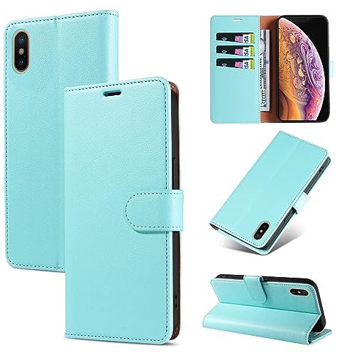 Bxithnr® Handyhülle für iPhone XS MAX Hülle mit [RFID Schutz] Premium PU Leder Klapphülle Brieftasche Kartenfach Ständer Magnet Etui Handytasche Case Schutzhülle für iPhone XS MAX, Grün