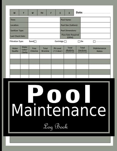 Pool Maintenance Log Book: Swimming Pool And Cleaning Checklist Record Book For Business Owners and Personal Home
