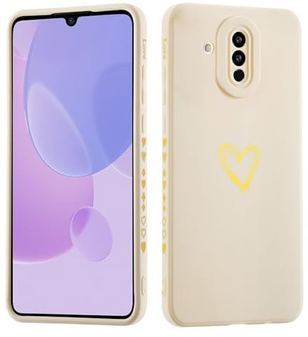 LENGRACE für Huawei Mate 20 lite Liebesmuster Hülle,Galvanik Goldfarbene Herzmuster Stilvoll für Mädchen Frauen Stoßfeste Silikon TPU Handyhülle-Weiß
