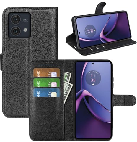 betterfon Handyhülle Kompatibel mit Motorola Moto G84 | Premium Qualität TPU Klapphülle für Moto G84 mit Kartenfächern | Magnetverschluss Handyhülle | Schwarz