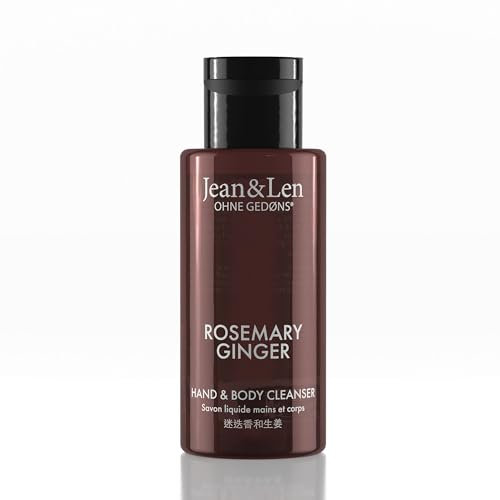 Jean & Len Mini Hand & Body Cleanser Rosemary & Ginger, für ein duftendes Reinigungserlebnis, Körper- & Handseife in einer hochwertigen Flasche, ideal für Reisen, belebend-frischer Duft, vegan, 50 ml