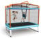KOMFOTTEU Trampolin mit Abnehmbarer Schaukel & Reckstange, Kindertrampolin 190x124x222cm, Kinder Gartentrampolin mit Sicherheitsnetz & Randabdeckung, Fitnesstrampolin rechteckig (rot) (Rot)