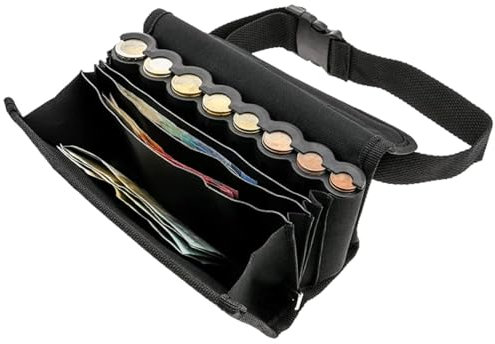 Sac banane avec porte-billets et pièces de monnaie avec ceinture et trieur d'euros et organisateur Porte-monnaie de serveur Trieur de pièces Organisateur de pièces Sac de rangement de pièces monnaie