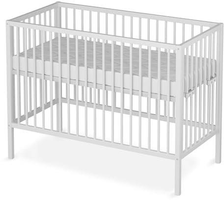 Sämann Baby Beistellbett 60x120 cm - nutzbar von 0 bis 4 Jahre - umbaubar zum Babybett - Gurtsystem & höhenverstellbar für alle Betten - weiß (ohne Matratze, weiß)