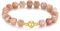 MetJakt Handgemachtes Stretch Armband Echtes 8MM Naturstein Würfel Design 18k Vergoldet Kugel für Damen und Herren Edelstein Perlenarmband (Sonnenstein -Vergoldet)