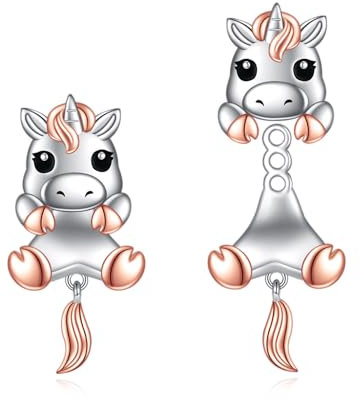 Sterling Silber Einhorn Ohrringe - Niedliche Ohrstecker Tierschmuck für Frauen Geschenke