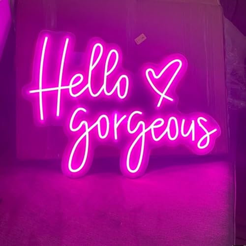 Neon Hello wunderschöne Schilder LED dekorative rosa Neonlichter für Mädchenschlafzimmer Wohnheimdekoration Zuhause Party Wanddekoration Geburtstagsgeschenke USB-betrieben mit dimmbarem Schalter