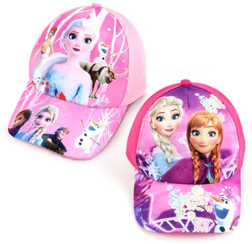 Froze Baseball Kappe, 2 Stück Froze Sommerhut, Els Rosa Schirmmütze, Els Kinder Basecap Hut, Sommer Verstellbar, Klettverschluss Cartoon-Druck, Strand Anti-UV, Sport Sonnenhut für Mädchen