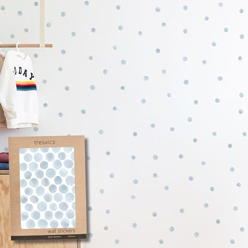 Pegatinas Pared Decorativas | Vinilo Adhesivo Pared Topos Acuarela | Efecto Papel Pintado | Cubre 3 m² | 100 piezas | TRESXICS (Azul)