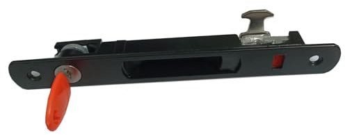 zeng Cerradura puerta corredera, Cierre de Embutir para Ventanas y Puertas Correderas de Aluminio, Cerradura de Gancho para Empotrar, negro,198 x 25 mm