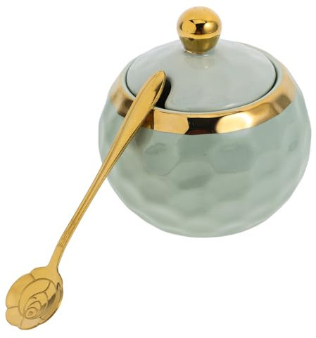 Ciieeo Barattolo Per Zucchero Decorativo Chic - Barattolo Per Condimenti Da Cucina E Contenitore Per Sale in Ceramica - Coperchio E Cucchiaio Per Un Facile Utilizzo