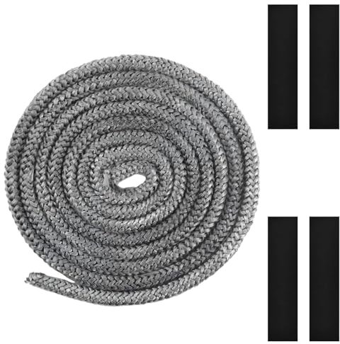 Ofendichtschnur, 8mm x 2,5m Dichtungsband für Kaminofen, mit 4 Stück Hochtemperaturbändern, Dichtschnur für Kaminofen, Dichtungsdraht für Kamintüren, Für Kamine, Schornsteine, Kochfeld