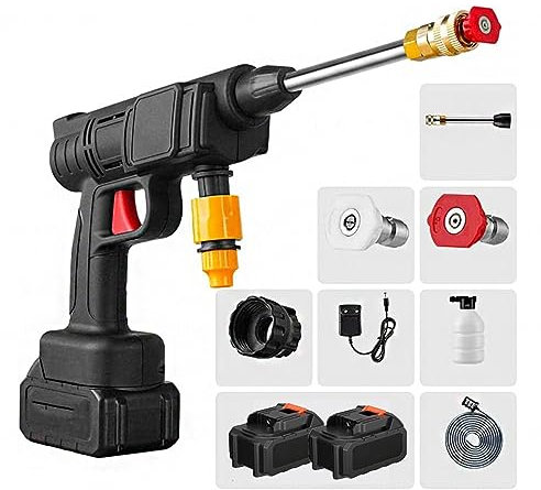 FDHESAR Hidrolimpiadora,Hidrolimpiadora Portátil sin Cable, 600W de Potencia, Dos Baterías 24V1500Mah Hidrolimpiadora Inalámbrica para Coche, Hidrolimpiadora para Coche Pequeña Y Ligera, Aplicable a M