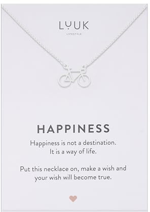 LUUK LIFESTYLE Filigrane Halskette mit Anhänger, Fahrrad|Schiff|Ball|Saturn|Herz, Edelstahl, 50cm verstellbar, wasserfest, für beste Freundin, Mutter, Geschenkidee, Geburtstag, Urlaub