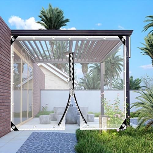 YQOLG87 Transparente Plane mit Reißverschluss,wasserdichte Klar Zeltplane mit Ösen,Bodenplane für Camping im Freien,PVC wetterfestes Gewebe Plane Regen Abdeckung,Anti-Aging,2.3x2m/7.5 * 6.6ft-A