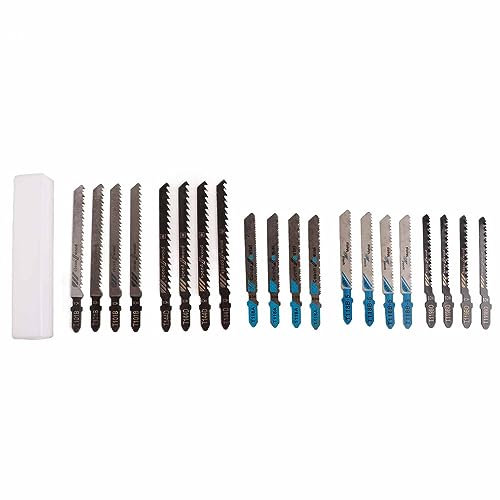 QANYEGN 20Pcs Jigsaw Blades Set, T Shank Jig Saw Blade Set, Fast Cutting Jig Saw Blades for Wood Plastic Metal